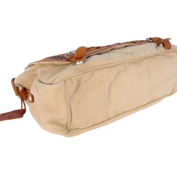 SUNDANCE Anabaglish Canvas/Leather Large Distressed Messenger Bag - MINT - Picture 7 of 11